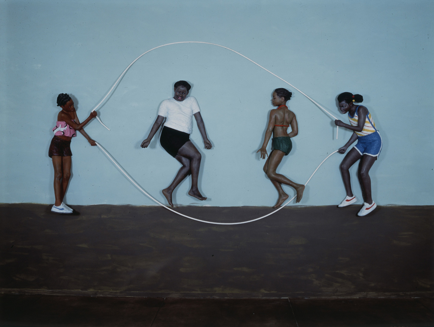 John Ahearn - Homage to the People of the Bronx: Double Dutch at Kelly Street - La Freeda, Jevette, Towana, Staice, 1981-82, oil on fiberglass