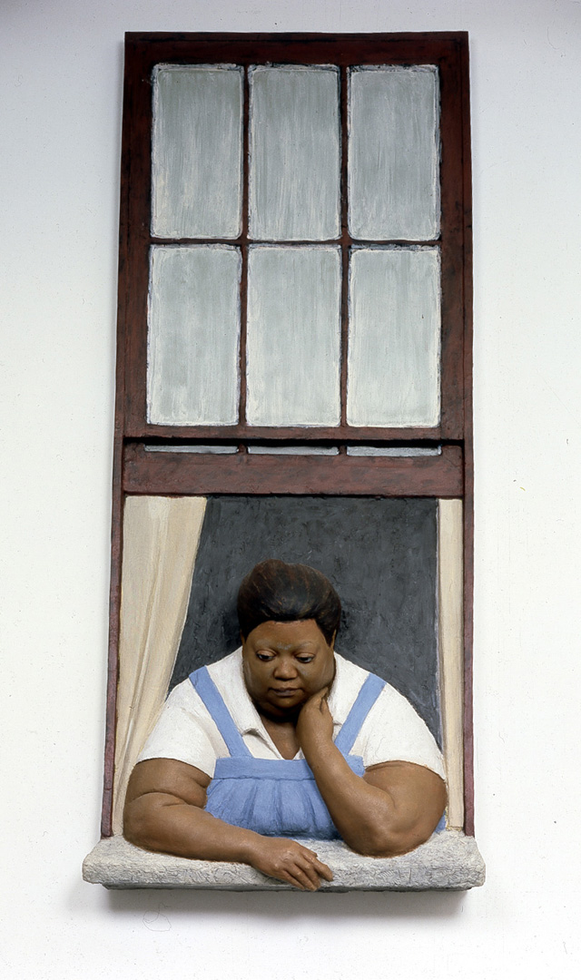 John Ahearn - Titi in Window, 1985, oil on reinforced polyadam