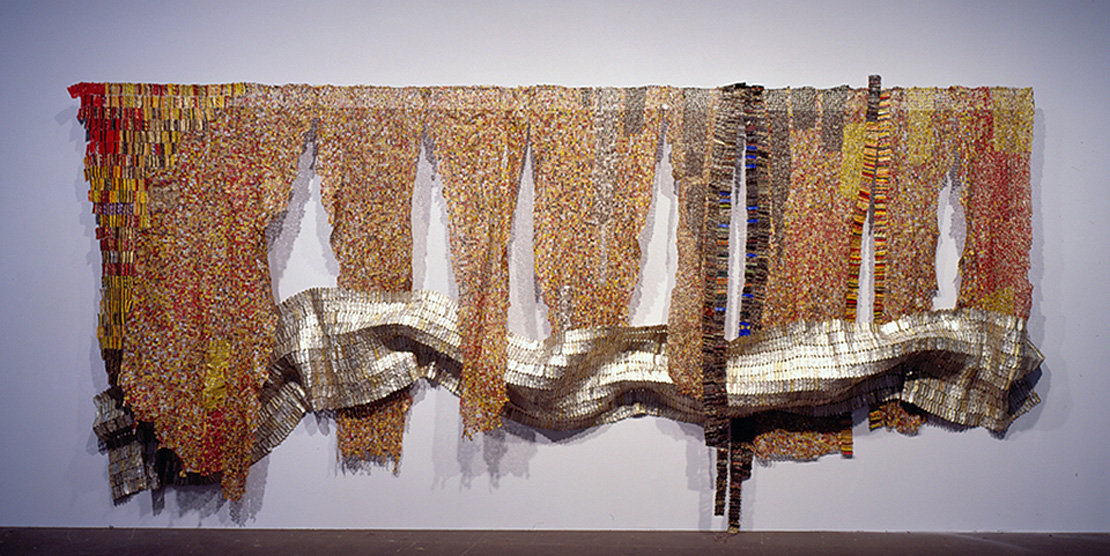 El Anatsui - Strips of Earth's Skin, 2008, found aluminum and copper wire