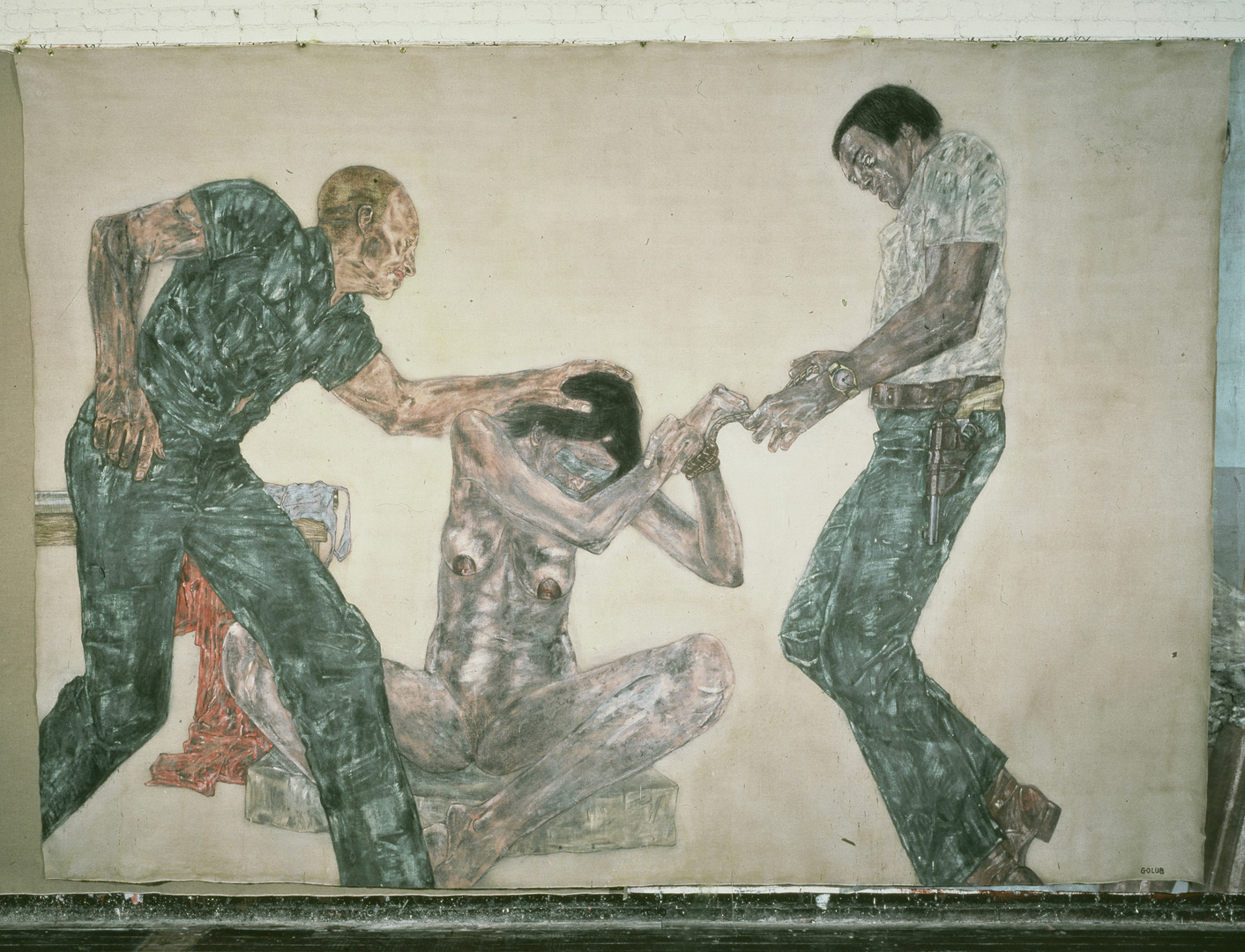 Leon Golub  - 询问III，1981，帆布上的丙烯酸