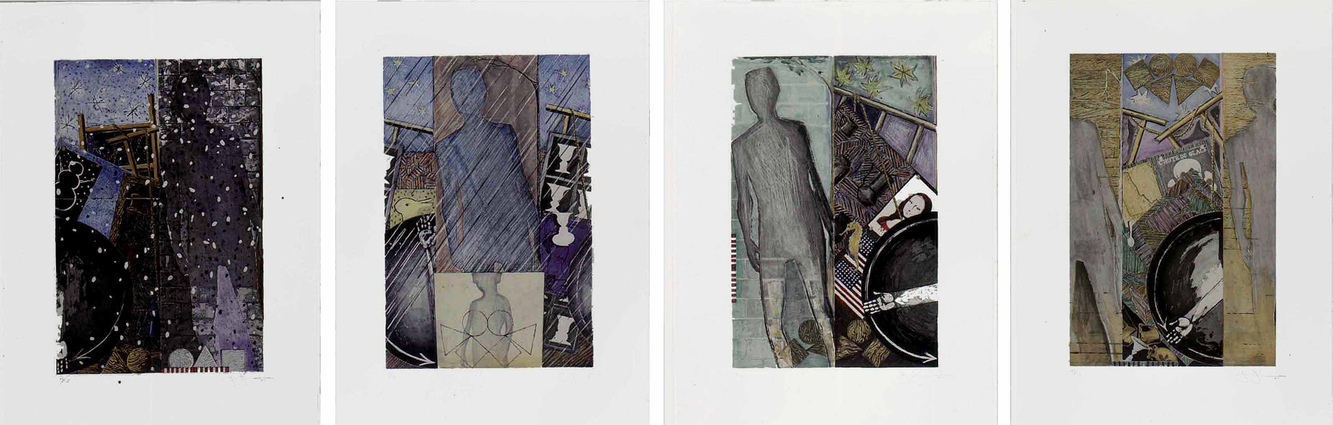 Jasper Johns-The Seasons，1987年，四幅凹版印刷品