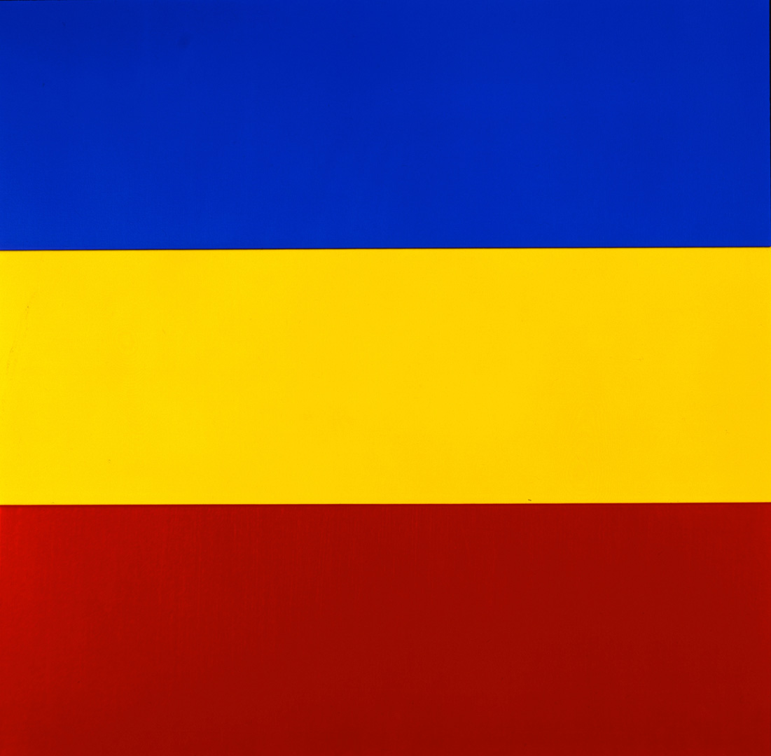 Ellsworth Kelly - Blue Yellow Red IV, 1972, oil on canvas, three joined panels