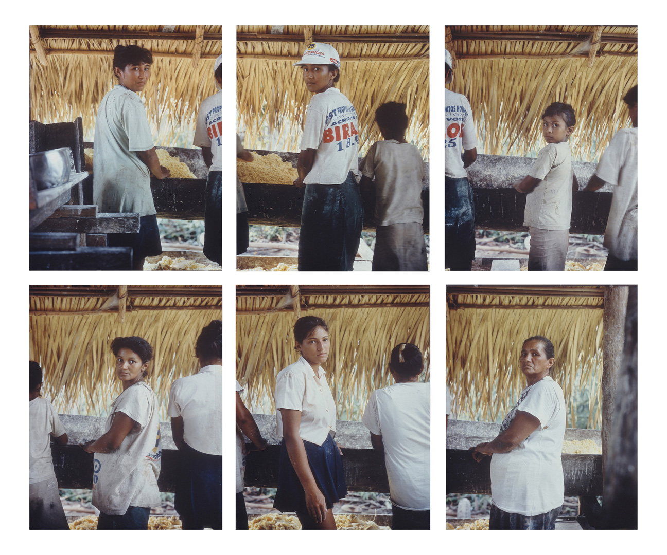 莎朗·Lockhart - Manioc Production: Elenilde Correa, Eliane Correa, Neide Correa, Mariana Correa, Denize Correa & Maria Correa, Santa Rita Community, River Aripuana, Brazil, 1999, six framed chromogenic prints