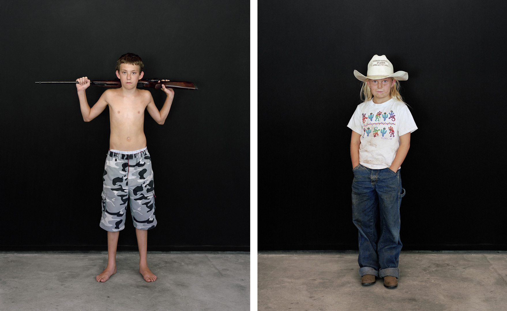 Sharon Lockhart - Pine Flat Portrait Studio, Mikey, Sierra, 2005, two framed chromogenic prints