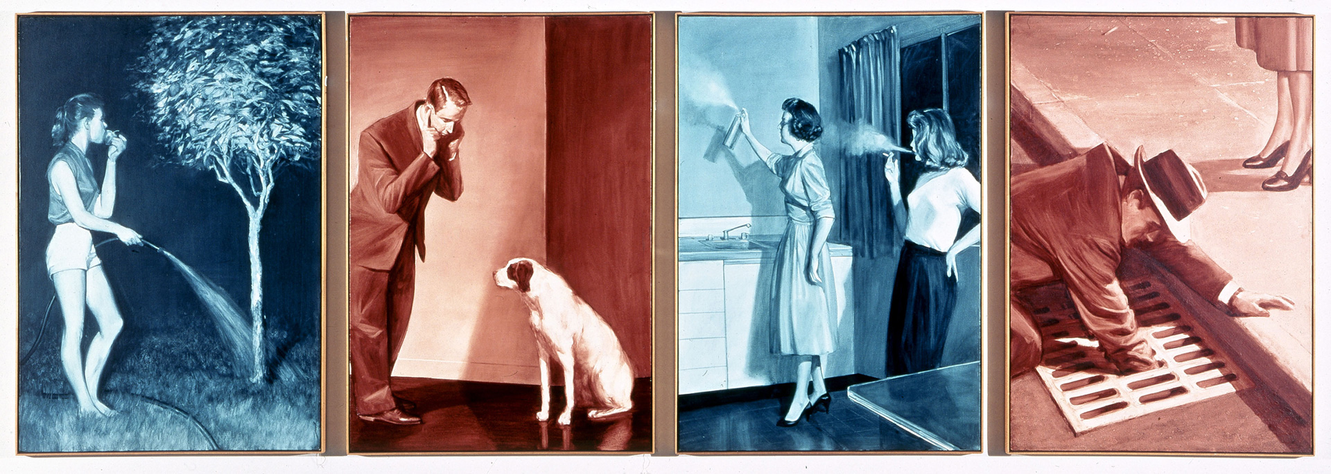 马克坦西-四个禁止感官，1982年，油画四个画布面板
