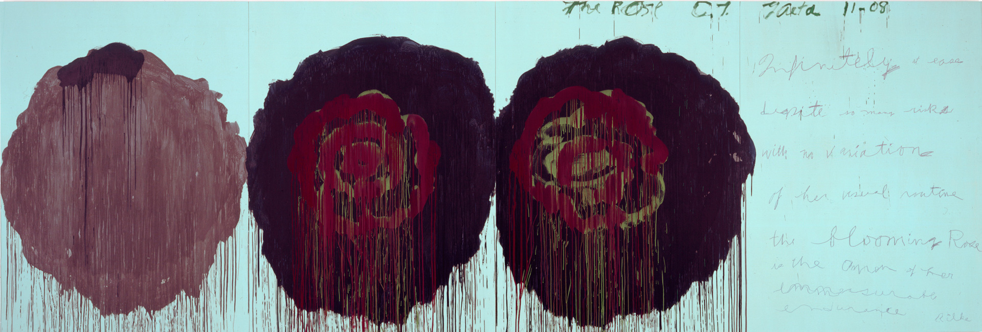 Cy Twombly -玫瑰(V)， 2008，丙烯酸木面板