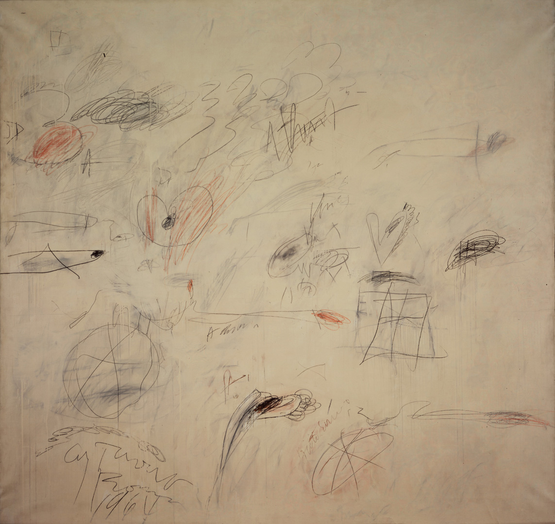 塞·托姆布雷(十年后的一个早晨)[第一部分]，1964，油画、铅笔和蜡笔在画布上