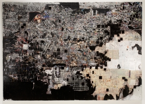 马克布拉德福德-对面110街，2008年，混合媒体拼贴在画布上