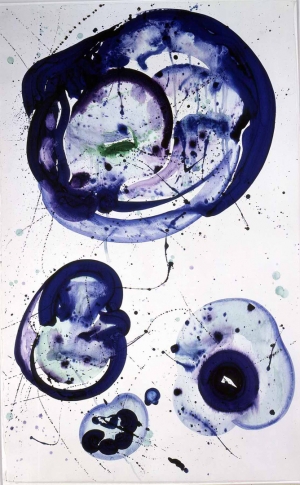 山姆·弗兰cis - Tokyo Blue, 1961, acrylic on paper