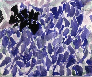 山姆·弗兰cis - Untitled (Composition), 1954, watercolor and gouache on paper