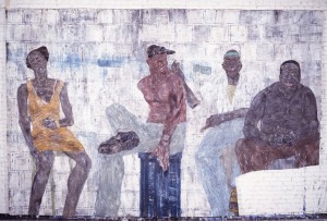 Leon Golub-四个黑人，1985年，画布上的亚克力