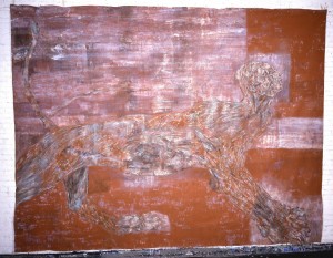 Leon Golub-受伤的狮身人面像，1988年，亚麻压克力