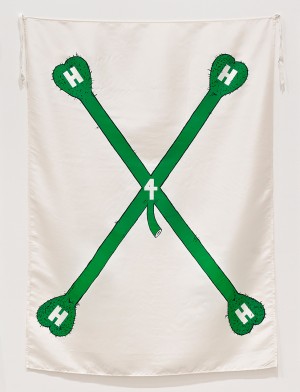 Mike Kelley - hangin&# 039;- heavy hairy - horny(来自系列& &;“三色堇金属/三叶马蹄”)，1989，丝网印在丝绸上