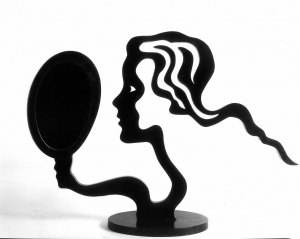 李奇登斯坦-Woman with Mirror, 1996, patinated bronze and mirror