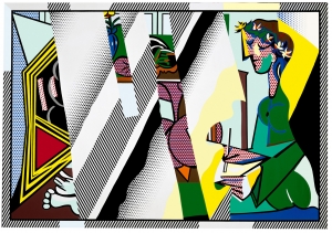 李奇登斯坦-Reflections on "Interior with Girl Drawing", 1990, oil and Magna on canvas