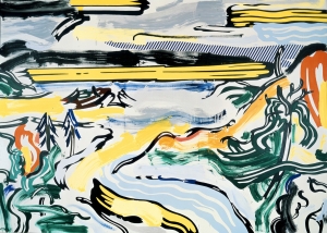 李奇登斯坦-River Valley, 1985, oil and Magna on canvas