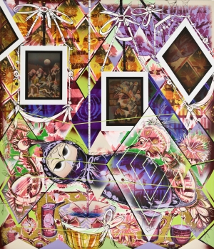 Lari Pittman - Untitled #3, 2010年，丙烯酸，乙烯基和气溶胶漆在石膏帆布上面板