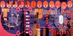 Lari Pittman - Where the Soul complete Will Shed Its Scabs (8624 A.D.)， 1987-88，丙烯酸木面板