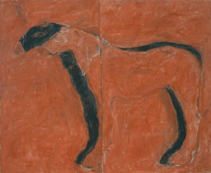 Susan Rothenberg  - 双面蒙面头，1974年，亚克力和帆布上的温度