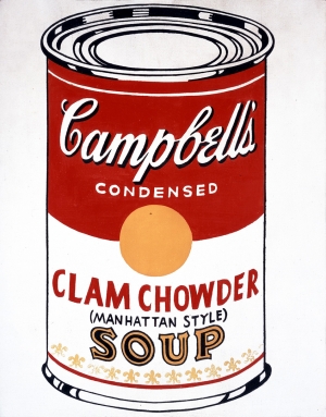Andy Warhol - Campbell's Soup Can (Clam Chowder - Manhattan Style) [Ferus Type]， 1962年，亚麻上的干蛋白和铅笔