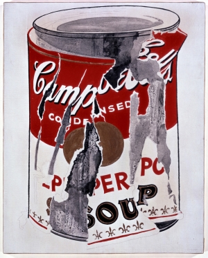 Andy Warhol - Small Torn Campbell's Soup Can (Pepper Pot)， 1962，酪蛋白，金色油漆，亚麻上的石墨
